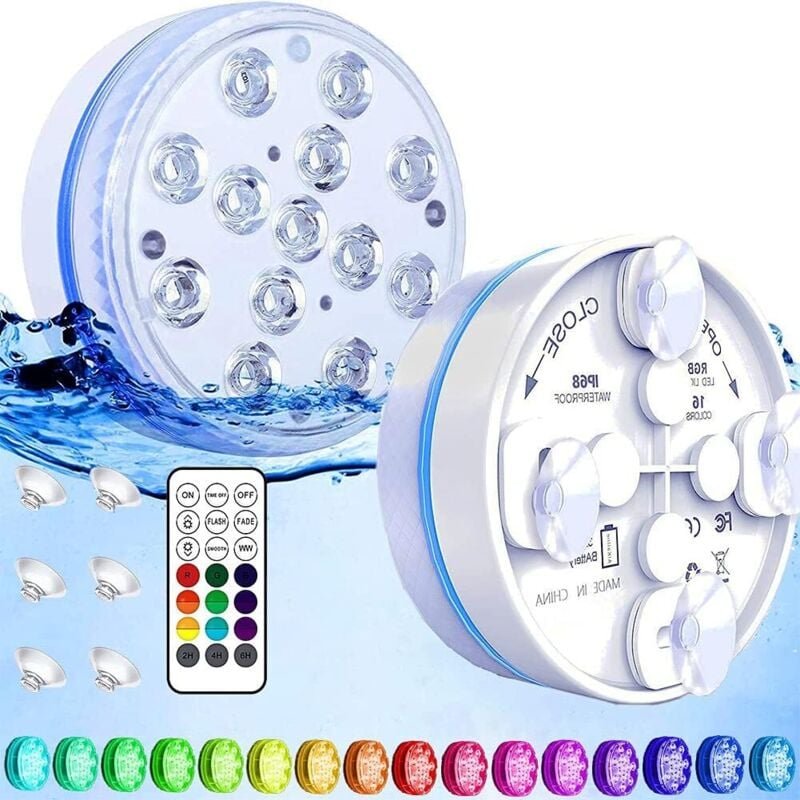 Lumiere Piscine Hors Sol 13 RGB LED Eclairage Piscine, Lumiere Spa avec Télécommande, IP68 Étanche Lampe Piscine pour Ja...