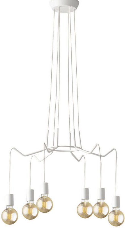 Meinewunschleuchte - 6 flammiger led Kronleuchter ø 66cm Weiß - minimalistisch moderne Spinnenleuchte