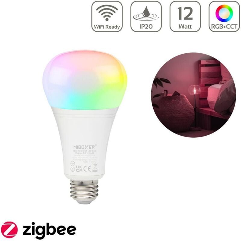 MiBoxer Zigbee 3.0 + 2,4GHz RGB+CCT Lampe 12W E27 FUT105ZR