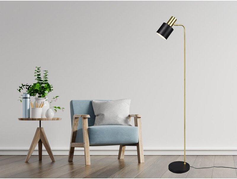 Reality Leuchten - Stehleuchte adam Gold & Metallschirm Schwarz, Höhe 154cm