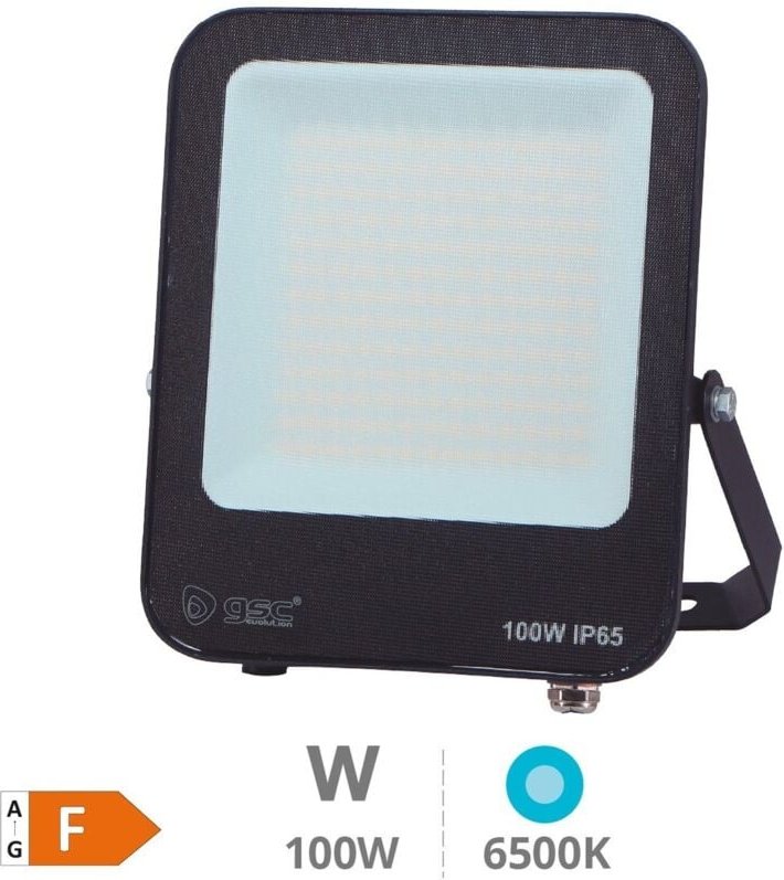 GSC - Santadi 100W 6500K IP65 Schwarzer LED-Aluminiumprojektor