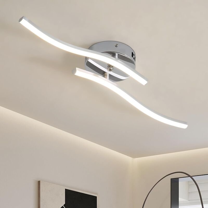 COMELY Moderne LED-Deckenleuchte aus Acryl, Innenleuchte Deckenlampe für Schlafzimmer, Wohnzimmer, Küche - 12 W - Silber...