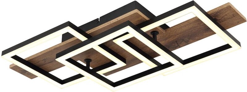 Globo Lighting - led Deckenleuchte Holz Wohnzimmerlampe Deckenlampe Quadrate, mdf Metall, 24W 1300Lm warmweiß, LxBxH 58x...