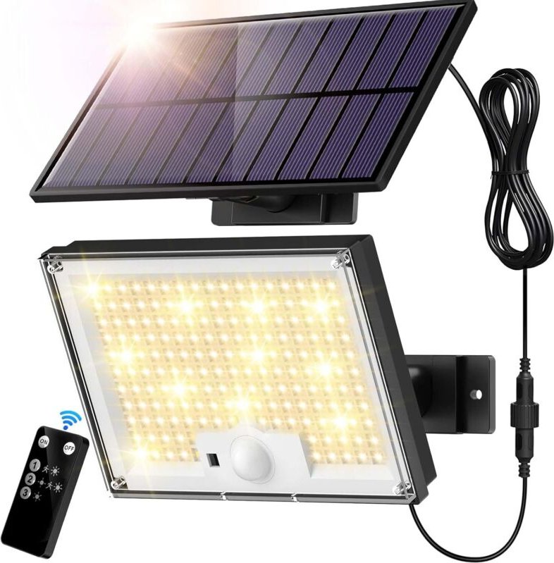 Solarleuchten mit Bewegungsmelder, 172 LEDs, Solarleuchten, Solar-Außenstrahler, IP65, Außenwandleuchte, warmes Licht, G...