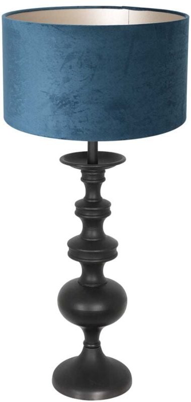 Anne Lighting - tischlampe - Lyons - schwarz - holz veloursstoff