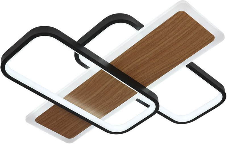 LED Deckenleuchte 120W 13200lm 3000-6500K 50cm Schwarz/Holz Dimmbar Forqueta Serie