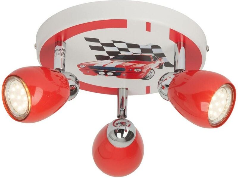 Lampe Racing led Spotrondell 3flg rot/weiß-schwarz 3x LED-PAR51, GU10, 3W LED-Reflektorlampen inklusive, (250lm, 3000K) ...