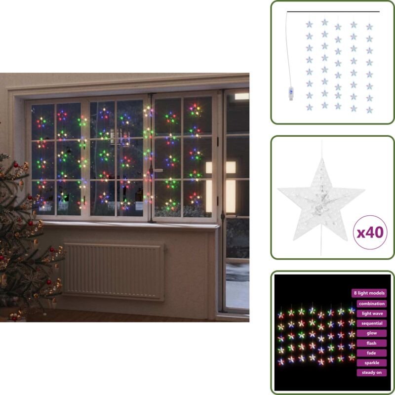Led Sternenvorhang Lichterkette 200 led Bunt 8 Funktionen - led Sternenvorhang - Lichterketten - Weihnachtsdeko - Outdoo...