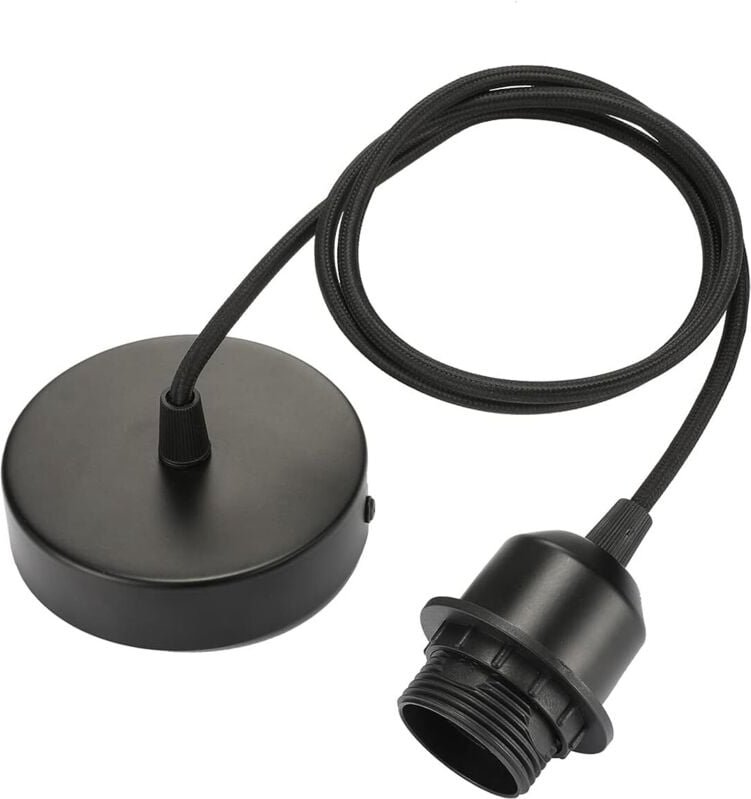 E27 Pendelleuchte mit Schraubring, 100cm verstellbares Stoffkabel, Pendelleuchte kompatibel mit Lampenschirm, ideale Fas...