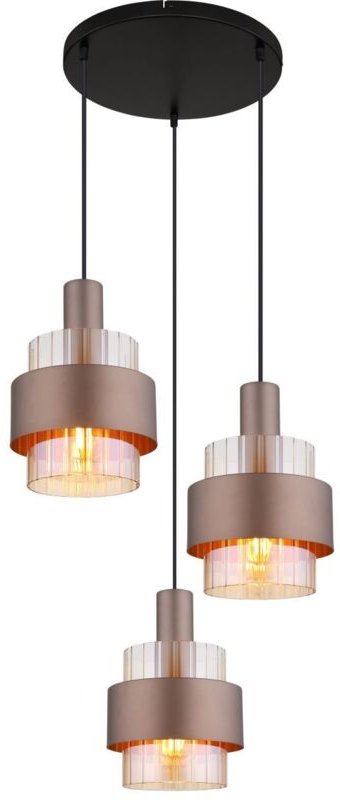 Thumbnail - Pendelleuchte Deckenlampe Hängelampe Esszimmerlampe Glas Amber 3-Flammig