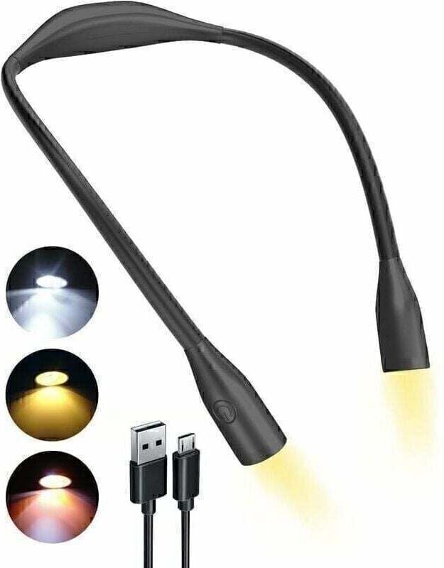 Thumbnail - Gabrielle - Leselampe zum Lesen im Bett, Nachtleselampe, 1000 mAh Lese-Nackenlampe, 3 Farben LED-Leselicht zum Lesen, St...