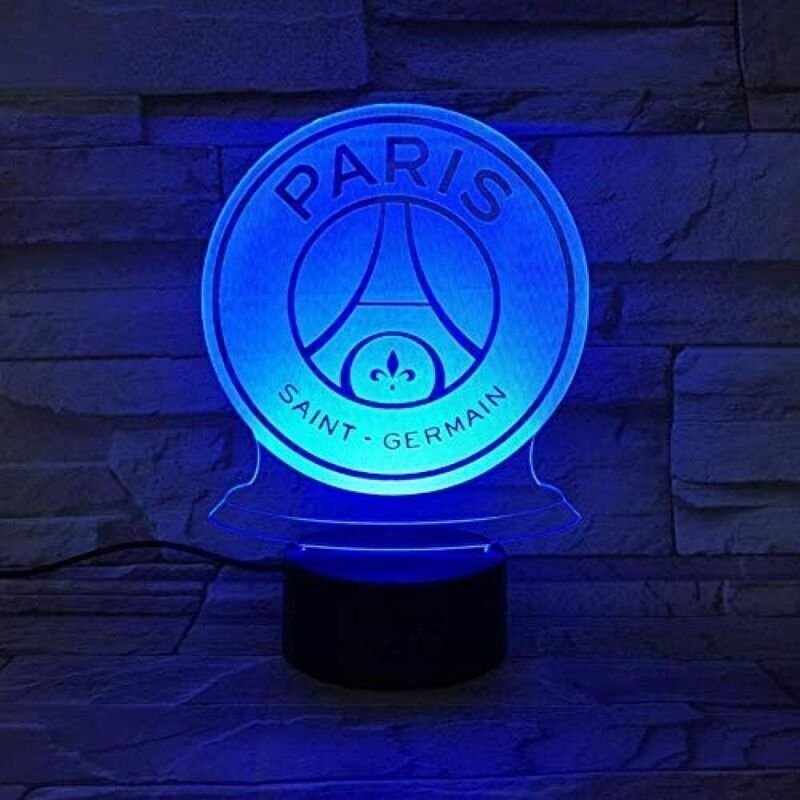 FC Paris Saint-Germain Fußballclub 3D-Illusions-LED-Nachtlicht für Kinder, Ligue 1 Logo, PSG Fußball-Nachtlampe, Tischla...