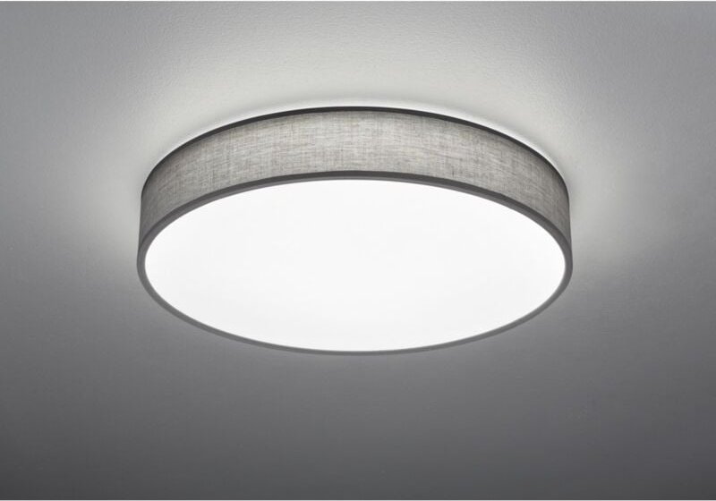 LED-Deckenleuchte Lampenschirm grauer Lugano-Stoff Ø60 cm Trio Lighting