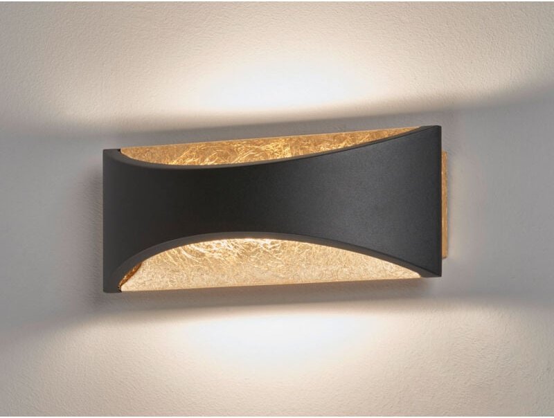 Led Updown Wandleuchte rio Schwarz Gold, Breite 22,5cm