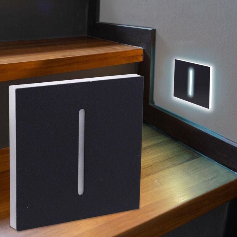 LED Treppenleuchte eckig schwarz - Lichtfarbe: CCT 1,5W - Lichtaustritt: Fokus