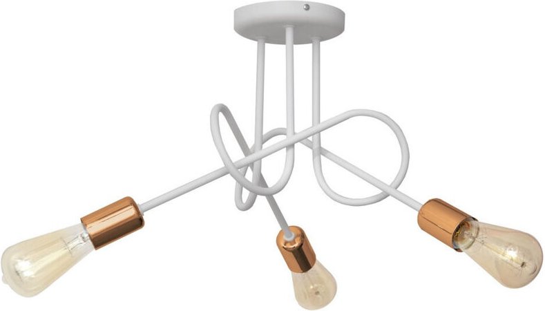 Helam - oxford Halbbündige Deckenleuchte mit mehreren Armen Weiß, Kupfer 50cm