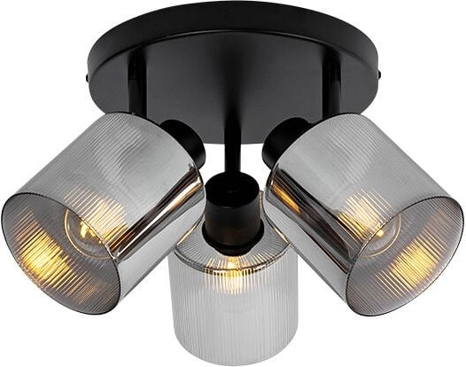 Smarter Deckenstrahler schwarz mit Rauchglas rund verstellbar inkl. 3 Wifi A60 - Laura