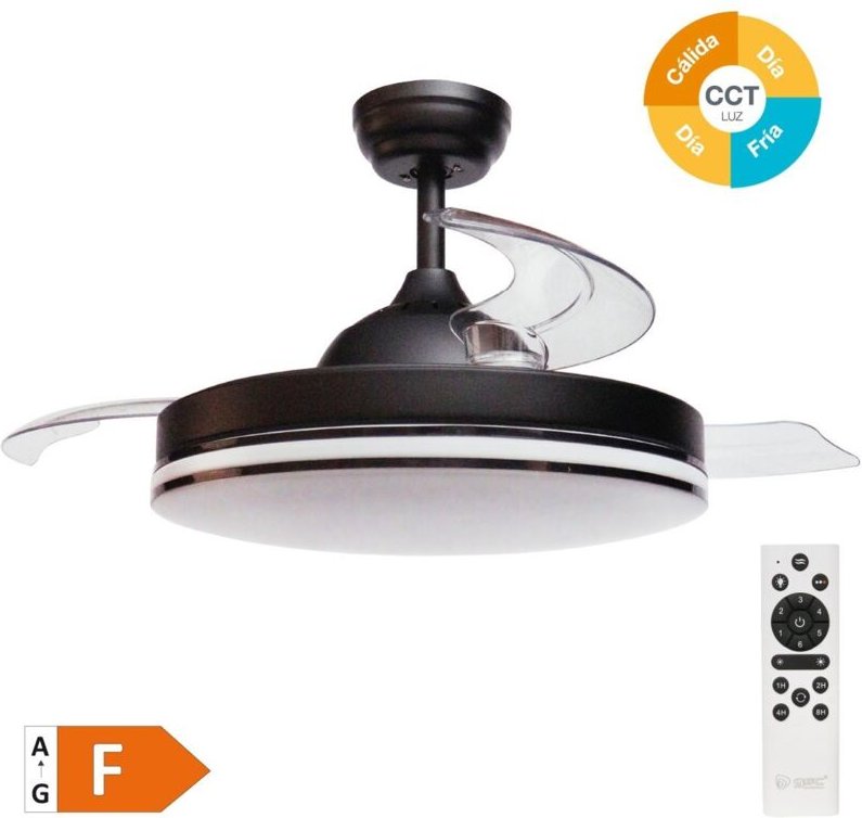 Deckenventilator "Oliveri" mit dimmbarem LED-Licht und Fernbedienung (36W 3CCT 3547lm mit einziehbaren Flügeln) schwarz