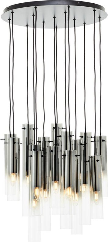 Lampe Glasini Pendelleuchte 14flg schwarz matt/rauchglas Metall/Holz schwarz 14x C35, E14, 25 w - Brilliant