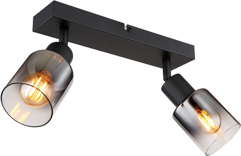 Globo Lighting - Deckenleuchte Spotleuchte 2 Strahler schwarz Rauchglas Deckenstrahler Spots schwenkbar, Glas Metall, 2x...