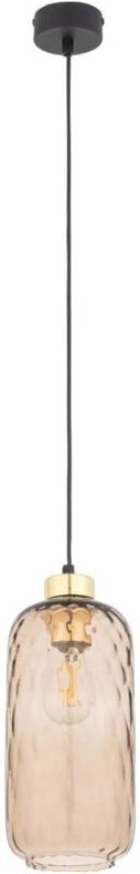 TK Pescara Schlanke Pendel-Deckenleuchte Schwarz, Bernsteinglas 1xE27