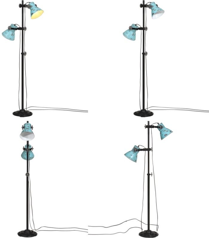 Stehleuchte 25 W Blau 25x25x90/140 cm E27 - Industrielampen - Stehlampe - Wohnzimmerstil - Esszimmerleuchte - Büroleucht...