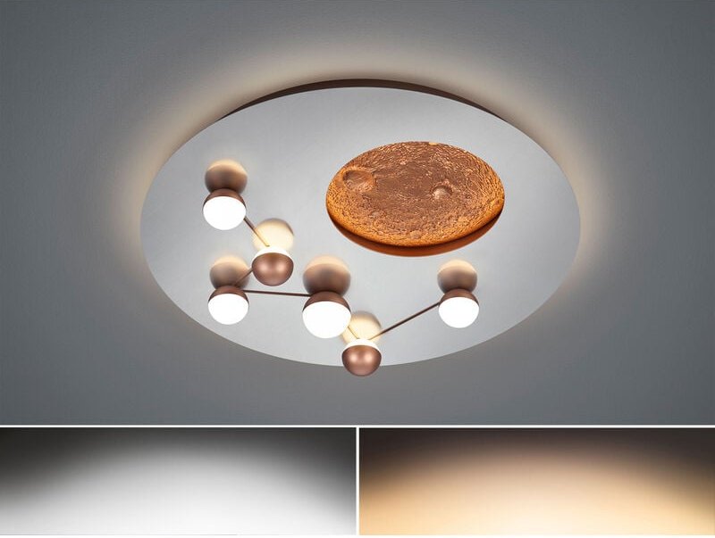 Trio Leuchten - Flache led Deckenleuchte zodiac Aluminium gebürstet Rund, ø 50cm