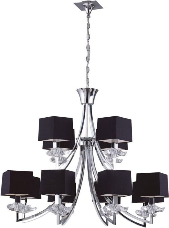 Inspired Mantra - Akira - Deckenanhänger 2 Tier 12 Light E14, Chrom poliert mit schwarzen Farbtönen