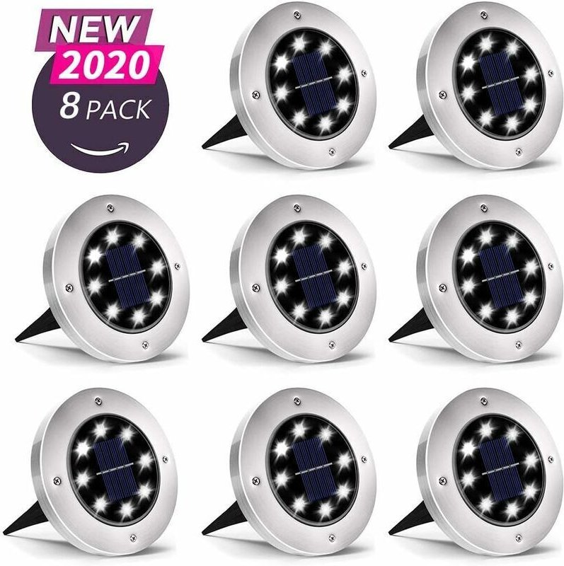 Thumbnail - 8 LED Solarleuchten Außen, Solar Garten Bodenleuchten Wasserdicht IP65, Kaltweiß Rasen Dekoleuchte für Gartenweg Terrass...
