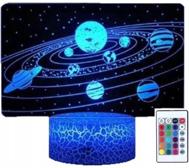 Nachttischlampe für Kinder Galaxie Planeten Weltraum 3D 16 LED + Fernbedienung