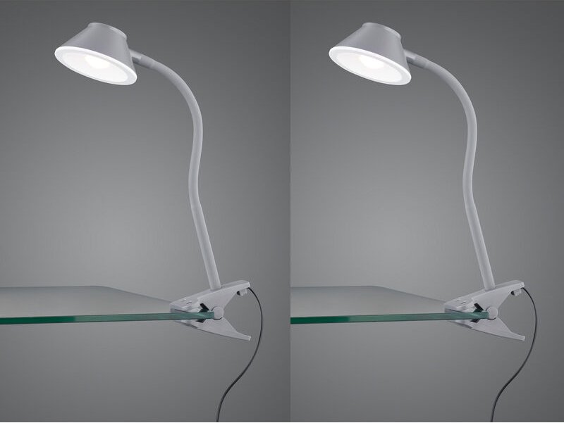 Thumbnail - Meinewunschleuchte - led Klemmleuchten 2er Set flexibel, Kunststoff Titanfarben, 26cm hoch