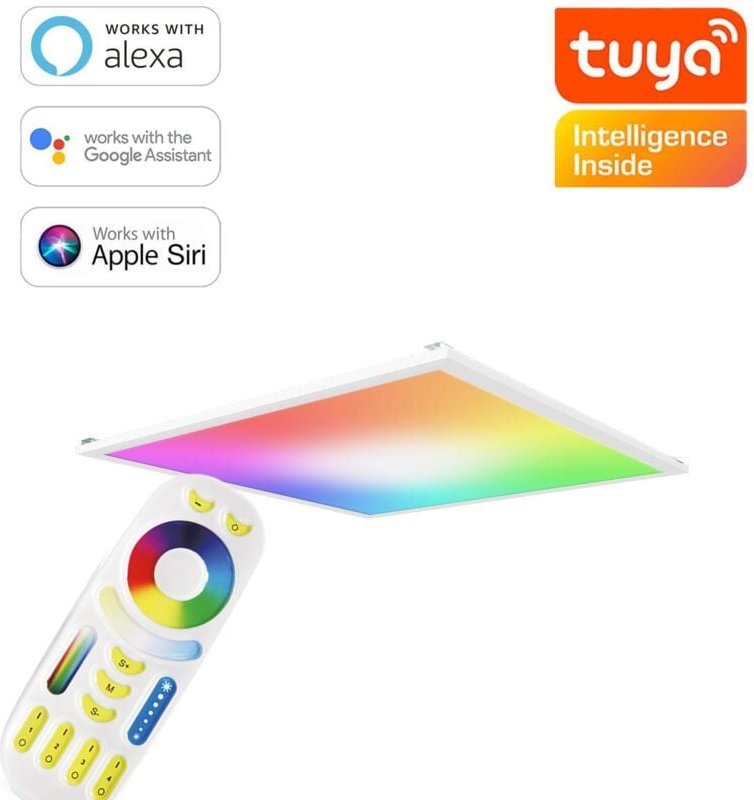 RGB+CCT LED Panel 62x62cm inkl. MiBoxer Smarthomesteuerung 48W 24V Rahmen weiß - Panelmontage: Z Halterung für Wand und ...