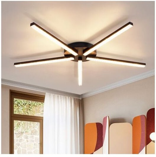 Deckenlampe led Deckenleuchte Wohnzimmer - 24W Küchenlampe Schwarz 63.3CM Wohnzimmerlampe Modern 5 flammig Design Flurla...