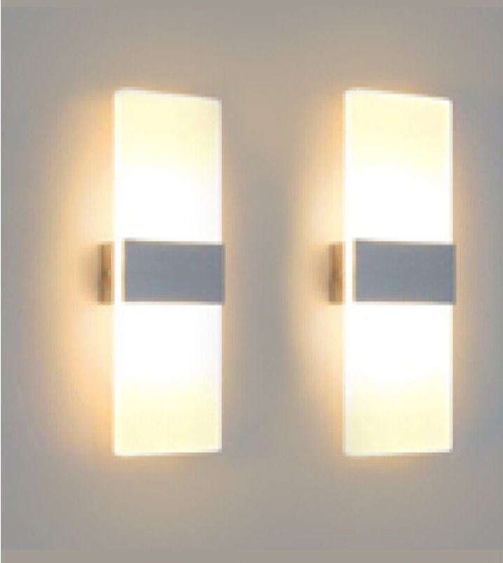 Thumbnail - Led Wandleuchte 2X Eckig Badlampe Wandlampe Innen Wandbeleuchtung Flurlampe Außen 6W Warmweiß - Swanew