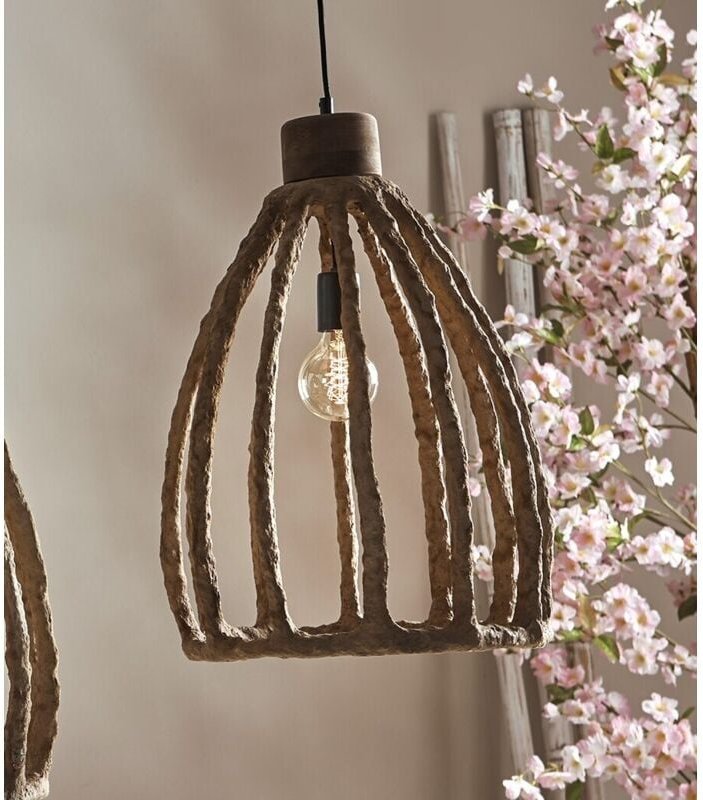 Akil Deckenlampe aus braunem Pappmaché, 55 cm, 36 x 55 cm