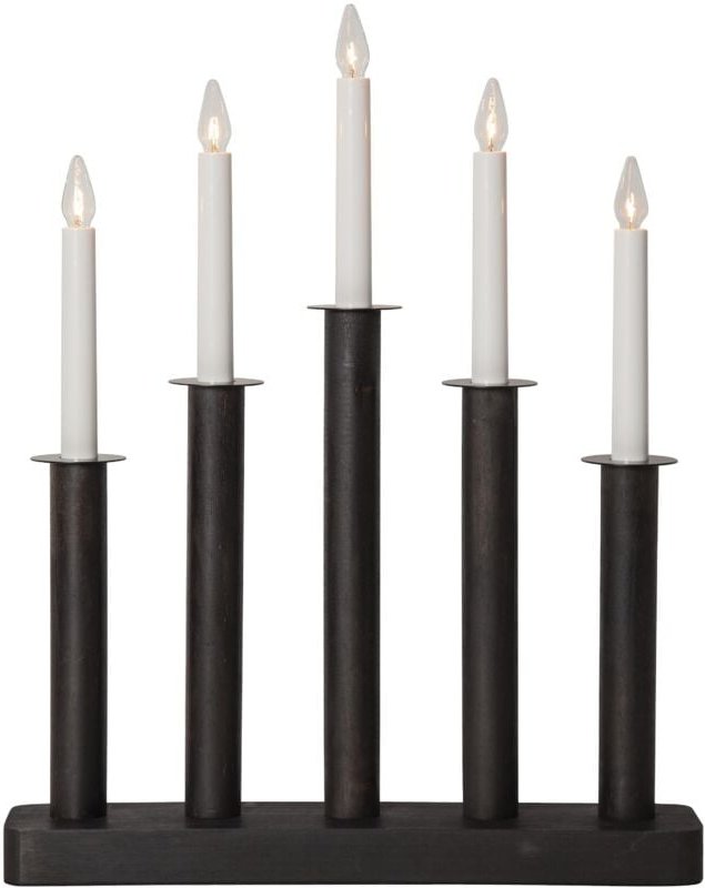 LED Lichterbogen ,Plate', 5-flammig, Holz und Metall, schwarz