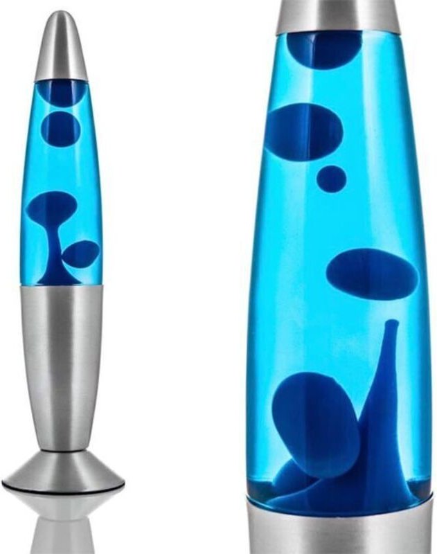 Retro Lava Lampe Rakete Magma Retro - 34 cm 2 Glühbirnen 25 Watt Blau