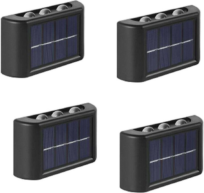 4er-Pack Solar-Außenleuchten, warmweiße LED-Wandleuchten, IP65 wasserdicht, nach oben und unten gerichtet, für Garten, H...