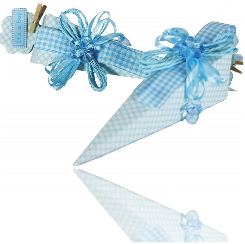 Trade Shop Traesio - Trade Shop - set 12 bomboniera pezziera mit azzurro pois 4X4X19 cm bomboniere -