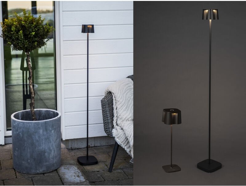 Meinewunschleuchte - set Akku Stehlampe 120cm & Tischleuchte 36cm für Outdoor kabellos Schwarz
