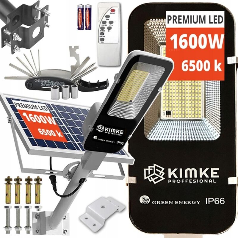 Solar-Straßenlaterne, verstellbares Panel, robuste Gartenhalterung, 1600 W