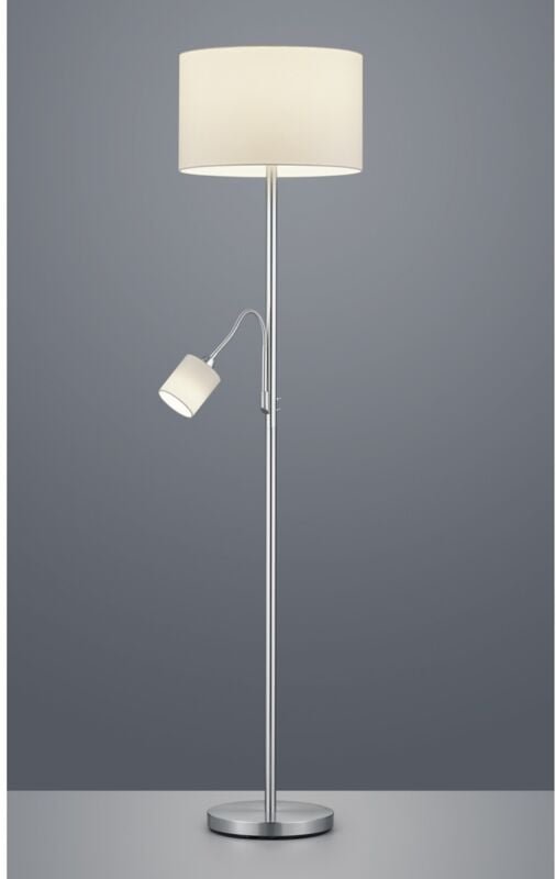 Hotel-Nickel-Stehlampe-weißer Stoff-Lampenschirm mit Trio-Beleuchtungs-Lesepunkt