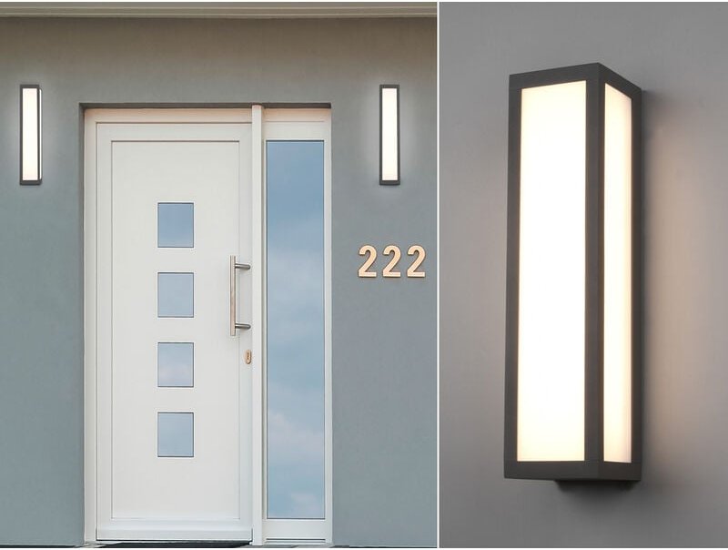 Trio Leuchten - led Außenwandleuchte eckig 2er Set in Anthrazit, Höhe 36cm, IP54