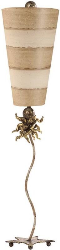 Beistellleuchte Wohnzimmerleuchte Bodenlampe Blattgold taupe creme E27 Stahl