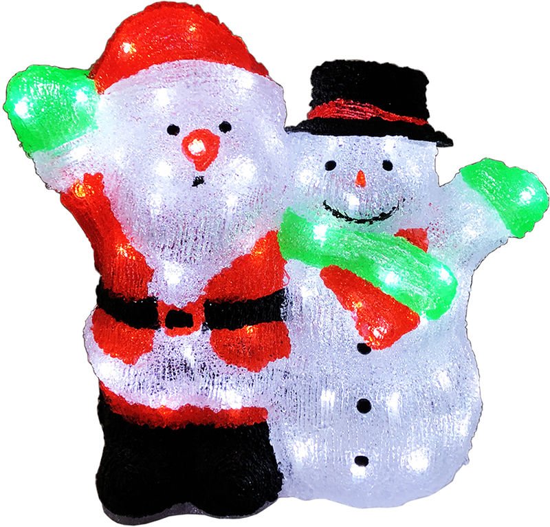 Mojawo - Acryl Weihnachtsmann + Schneemann 90 LEDs kaltweiß-MLK043