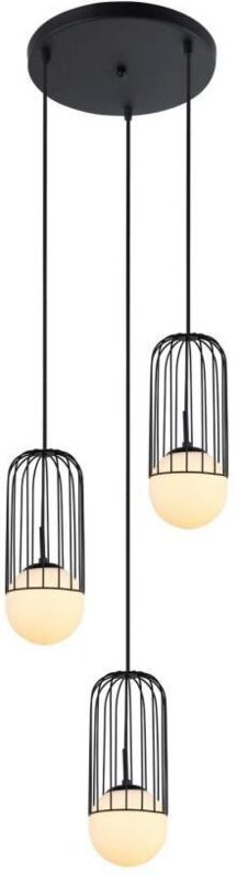 Matty - Modern Hanging Pendant Black 3 Light mit schwarzem, weißem Farbton, E27 - Italux