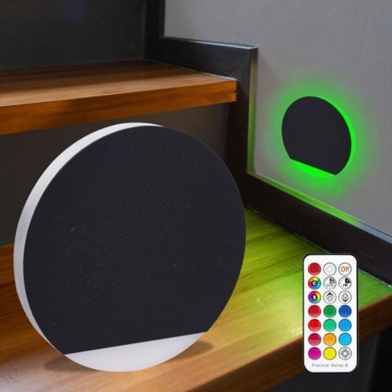 LED Treppenleuchte rund schwarz - Lichtfarbe: RGB Warmweiß 3W - Lichtaustritt: Orbis