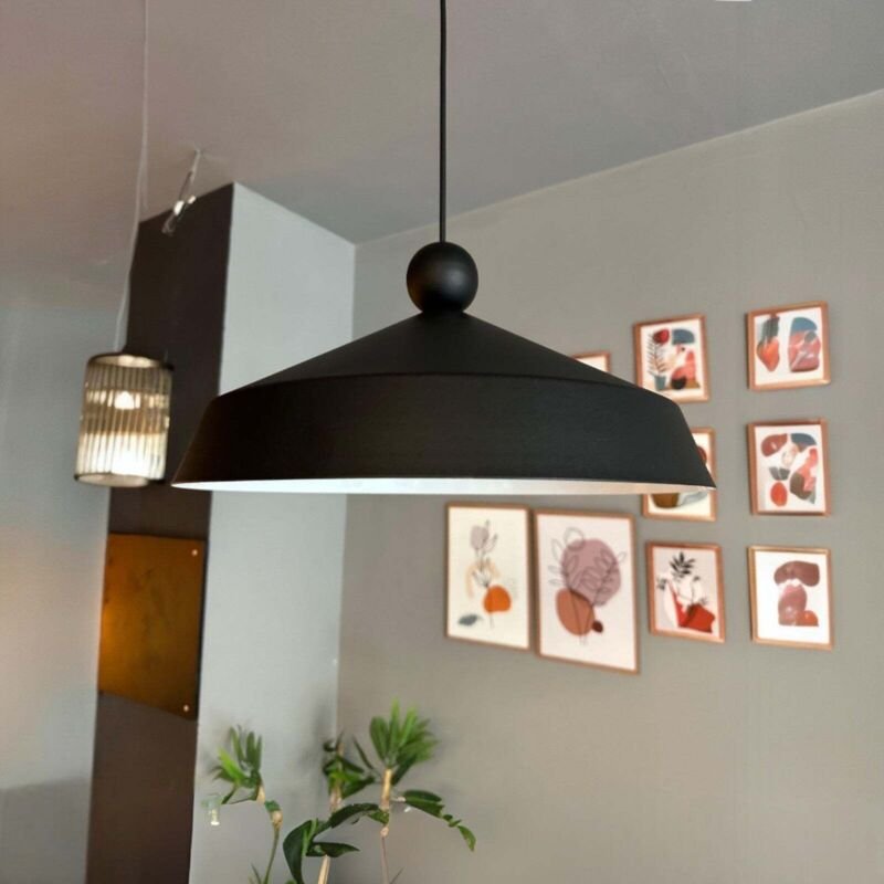 Lema Schlichter Schwarzer Perlen-Kopfteil-Kronleuchter, Hängelampe für Restaurant, Café, Wohnzimmer