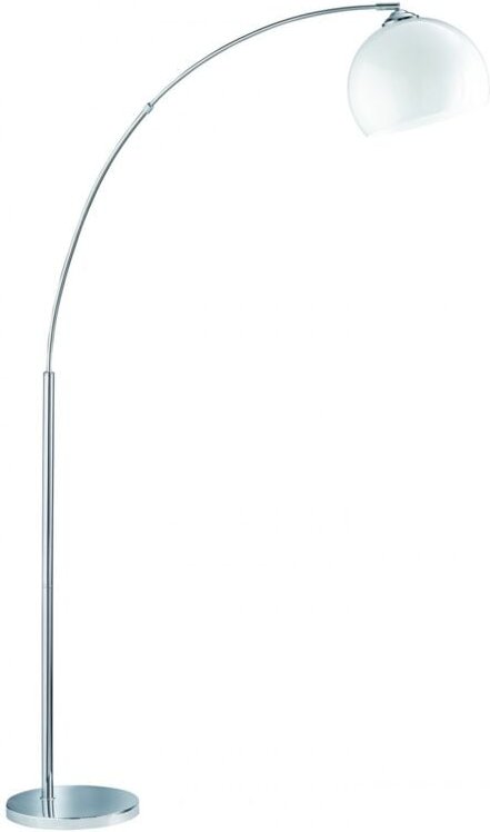 Gewölbte Stehlampe Brasilia 1x E27 Lampenschirm Chrom Weiß H180 cm Trio Lighting