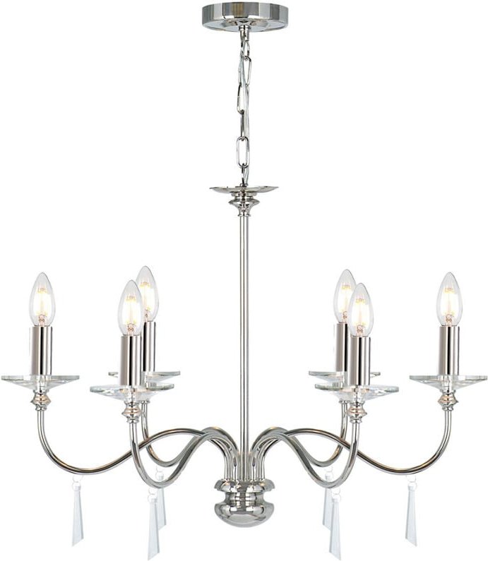 Finsbury Park - 6 Leichte mehrarmige Kronleuchter aus poliertem Nickel - Farben nicht im Lieferumfang enthalten, E14 - E...